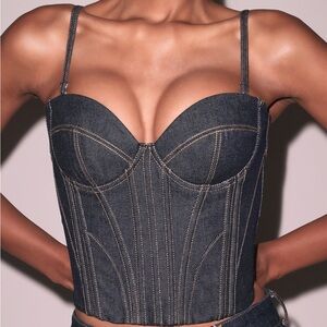 Fleur du Mal Denim Bustier Top